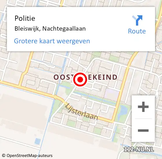 Locatie op kaart van de 112 melding: Politie Bleiswijk, Nachtegaallaan op 18 juli 2019 17:55