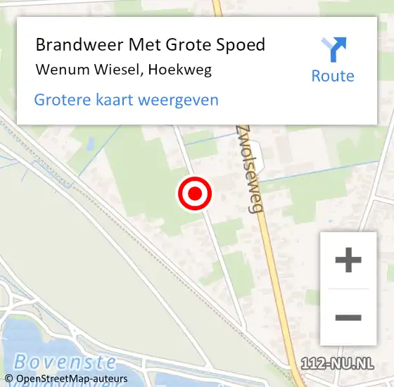 Locatie op kaart van de 112 melding: Brandweer Met Grote Spoed Naar Wenum Wiesel, Hoekweg op 18 juli 2019 18:49