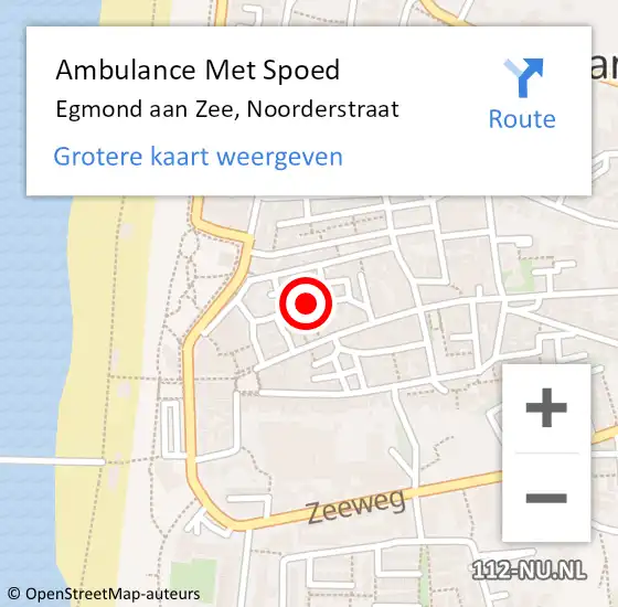 Locatie op kaart van de 112 melding: Ambulance Met Spoed Naar Egmond aan Zee, Noorderstraat op 18 juli 2019 19:00