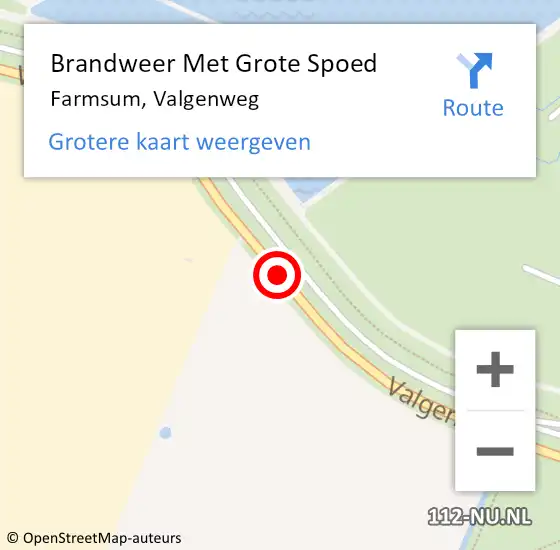 Locatie op kaart van de 112 melding: Brandweer Met Grote Spoed Naar Farmsum, Valgenweg op 18 juli 2019 19:18