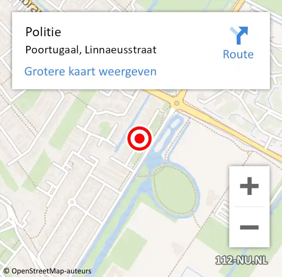 Locatie op kaart van de 112 melding: Politie Poortugaal, Linnaeusstraat op 18 juli 2019 19:23