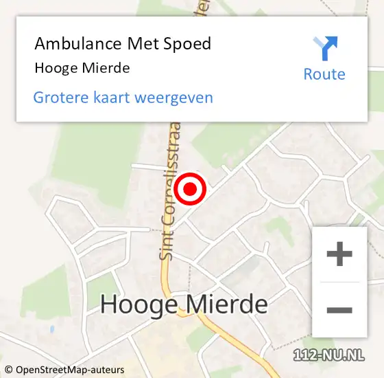 Locatie op kaart van de 112 melding: Ambulance Met Spoed Naar Hooge Mierde op 18 juli 2019 20:06