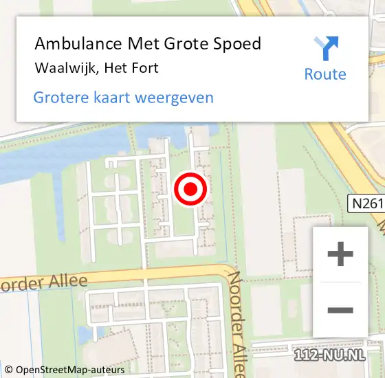 Locatie op kaart van de 112 melding: Ambulance Met Grote Spoed Naar Waalwijk, Het Fort op 18 juli 2019 20:10