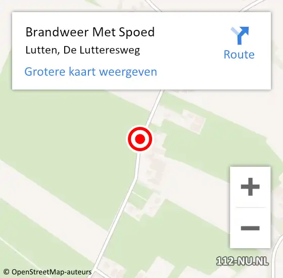 Locatie op kaart van de 112 melding: Brandweer Met Spoed Naar Lutten, De Lutteresweg op 18 juli 2019 20:56