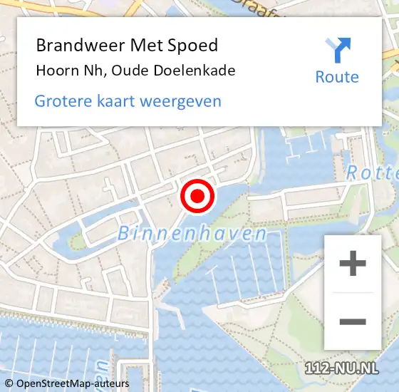Locatie op kaart van de 112 melding: Brandweer Met Spoed Naar Hoorn Nh, Oude Doelenkade op 18 juli 2019 20:59