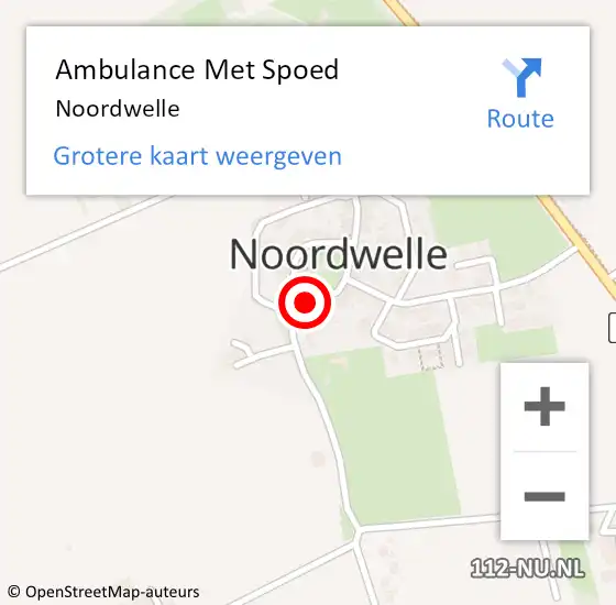 Locatie op kaart van de 112 melding: Ambulance Met Spoed Naar Noordwelle op 18 juli 2019 21:02