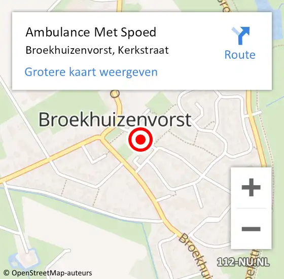 Locatie op kaart van de 112 melding: Ambulance Met Spoed Naar Broekhuizenvorst, Kerkstraat op 18 juli 2019 21:53