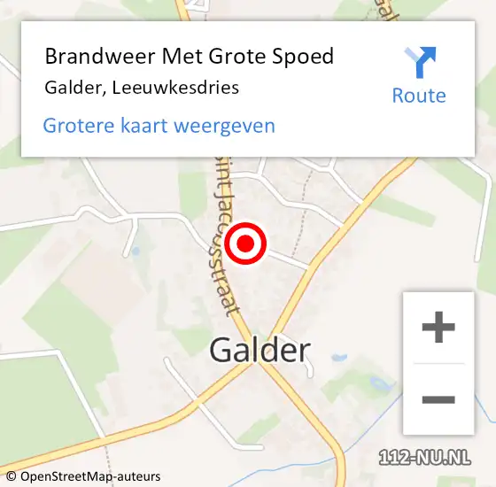 Locatie op kaart van de 112 melding: Brandweer Met Grote Spoed Naar Galder, Leeuwkesdries op 19 juli 2019 00:54