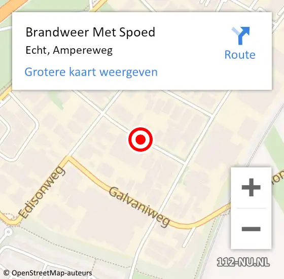 Locatie op kaart van de 112 melding: Brandweer Met Spoed Naar Echt, Ampereweg op 19 juli 2019 04:41