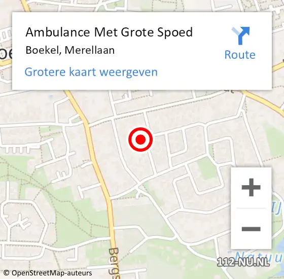 Locatie op kaart van de 112 melding: Ambulance Met Grote Spoed Naar Boekel, Merellaan op 7 april 2014 22:56