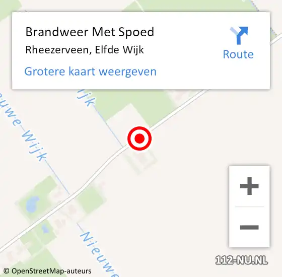 Locatie op kaart van de 112 melding: Brandweer Met Spoed Naar Rheezerveen, Elfde Wijk op 19 juli 2019 08:56