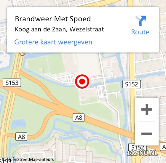 Locatie op kaart van de 112 melding: Brandweer Met Spoed Naar Koog aan de Zaan, Wezelstraat op 19 juli 2019 09:05