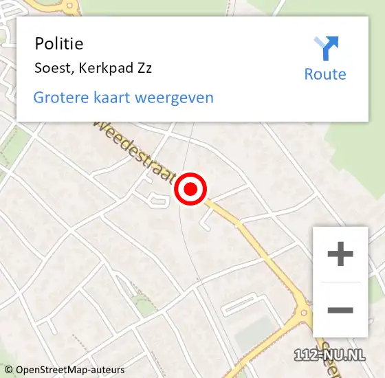 Locatie op kaart van de 112 melding: Politie Soest, Kerkpad Zz op 19 juli 2019 09:42