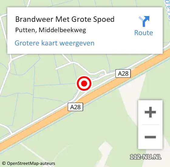 Locatie op kaart van de 112 melding: Brandweer Met Grote Spoed Naar Putten, Middelbeekweg op 19 juli 2019 09:45