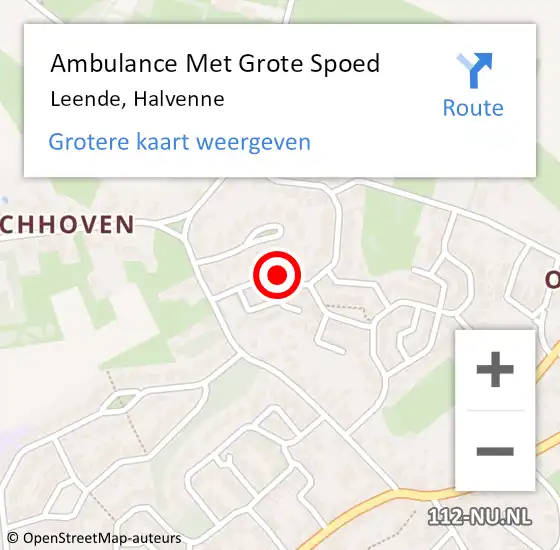 Locatie op kaart van de 112 melding: Ambulance Met Grote Spoed Naar Leende, Halvenne op 19 juli 2019 09:48