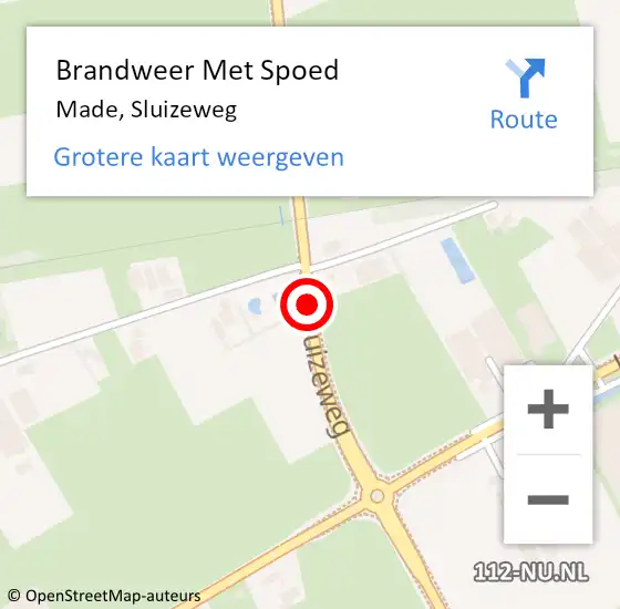 Locatie op kaart van de 112 melding: Brandweer Met Spoed Naar Made, Sluizeweg op 19 juli 2019 09:55