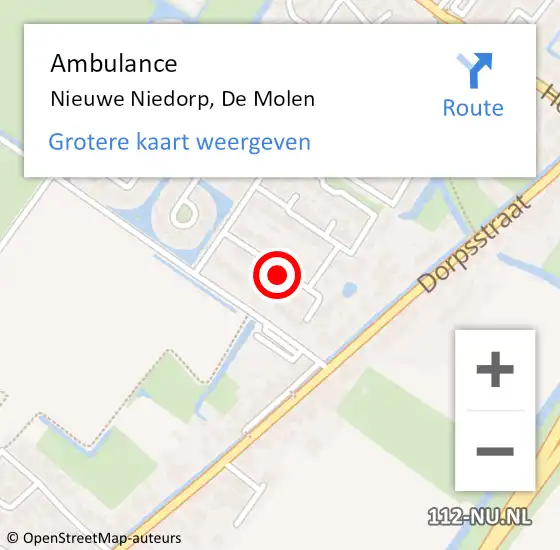 Locatie op kaart van de 112 melding: Ambulance Nieuwe Niedorp, De Molen op 19 juli 2019 11:09