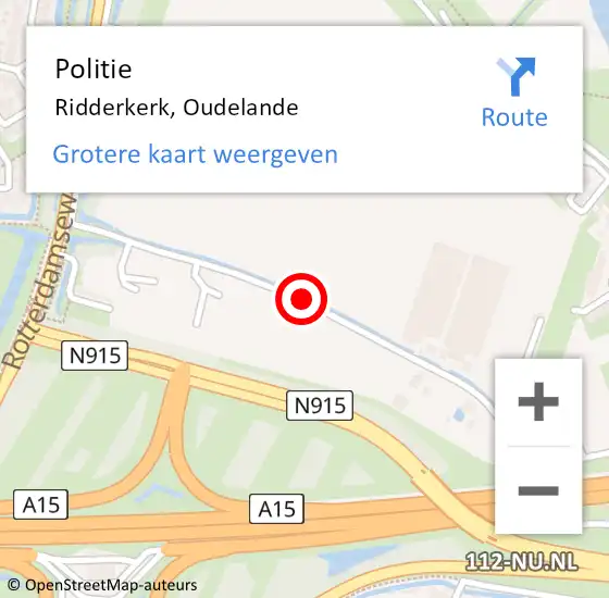 Locatie op kaart van de 112 melding: Politie Ridderkerk, Oudelande op 19 juli 2019 11:11