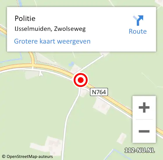 Locatie op kaart van de 112 melding: Politie IJsselmuiden, Zwolseweg op 19 juli 2019 11:31