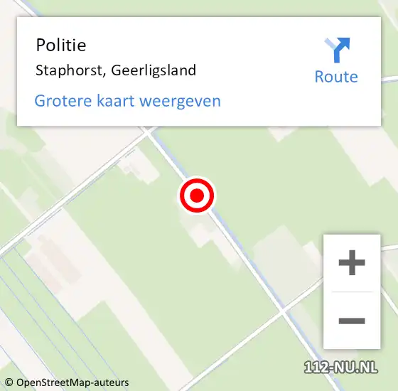 Locatie op kaart van de 112 melding: Politie Staphorst, Geerligsland op 19 juli 2019 12:10
