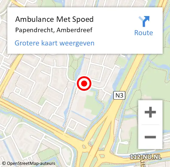 Locatie op kaart van de 112 melding: Ambulance Met Spoed Naar Papendrecht, Amberdreef op 19 juli 2019 12:12