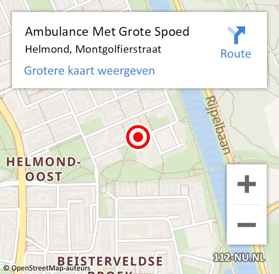 Locatie op kaart van de 112 melding: Ambulance Met Grote Spoed Naar Helmond, Montgolfierstraat op 19 juli 2019 13:06