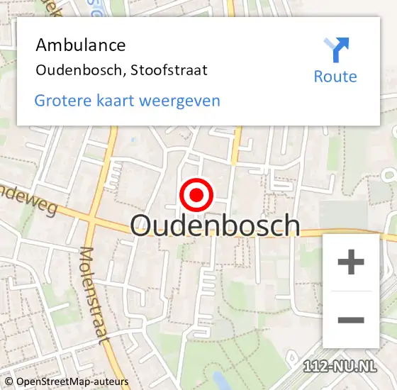 Locatie op kaart van de 112 melding: Ambulance Oudenbosch, Stoofstraat op 19 juli 2019 13:11