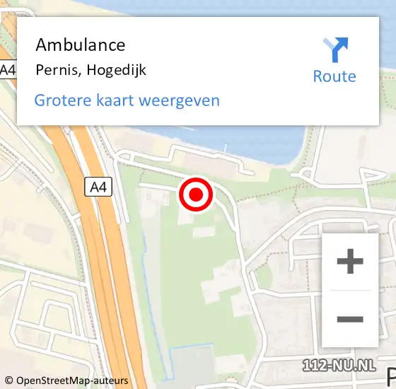 Locatie op kaart van de 112 melding: Ambulance Pernis, Hogedijk op 19 juli 2019 13:13