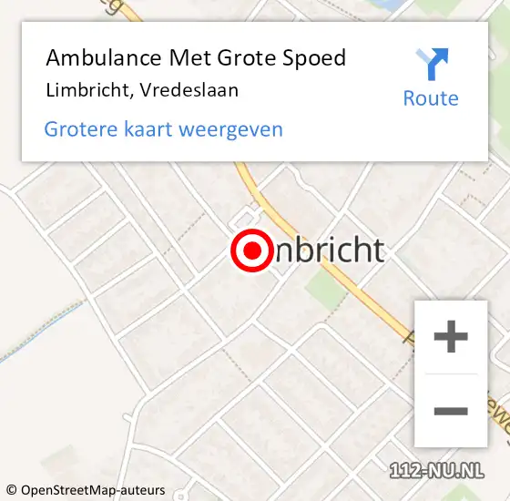 Locatie op kaart van de 112 melding: Ambulance Met Grote Spoed Naar Limbricht, Vredeslaan op 7 april 2014 23:54