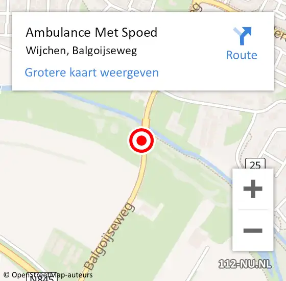 Locatie op kaart van de 112 melding: Ambulance Met Spoed Naar Wijchen, Balgoijseweg op 19 juli 2019 15:15