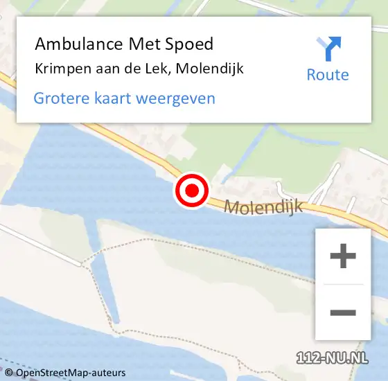 Locatie op kaart van de 112 melding: Ambulance Met Spoed Naar Krimpen aan de Lek, Molendijk op 19 juli 2019 15:18