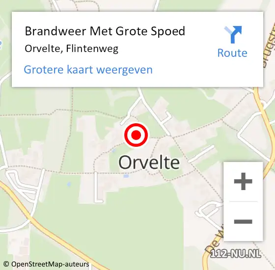 Locatie op kaart van de 112 melding: Brandweer Met Grote Spoed Naar Orvelte, Flintenweg op 8 april 2014 00:30