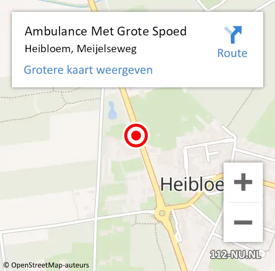 Locatie op kaart van de 112 melding: Ambulance Met Grote Spoed Naar Heibloem, Meijelseweg op 19 juli 2019 15:31