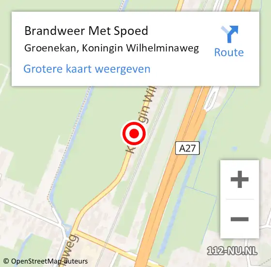 Locatie op kaart van de 112 melding: Brandweer Met Spoed Naar Groenekan, Koningin Wilhelminaweg op 19 juli 2019 16:04