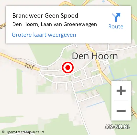 Locatie op kaart van de 112 melding: Brandweer Geen Spoed Naar Den Hoorn, Laan van Groenewegen op 19 juli 2019 16:12