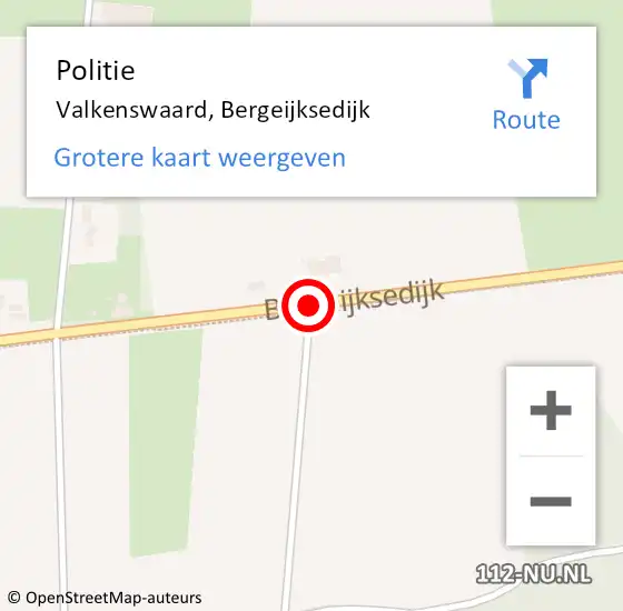 Locatie op kaart van de 112 melding: Politie Valkenswaard, Bergeijksedijk op 19 juli 2019 16:53