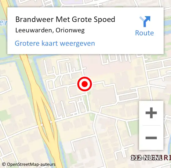 Locatie op kaart van de 112 melding: Brandweer Met Grote Spoed Naar Leeuwarden, Orionweg op 19 juli 2019 17:25