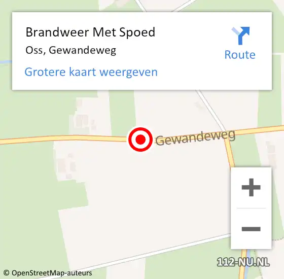 Locatie op kaart van de 112 melding: Brandweer Met Spoed Naar Oss, Gewandeweg op 19 juli 2019 17:35