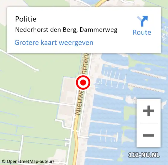 Locatie op kaart van de 112 melding: Politie Nederhorst den Berg, Dammerweg op 19 juli 2019 18:33