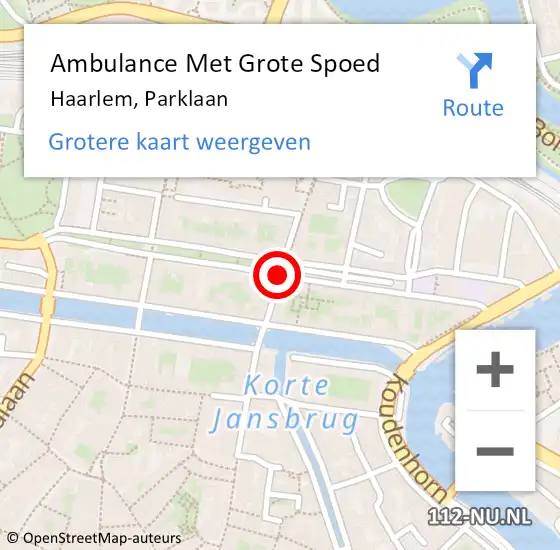 Locatie op kaart van de 112 melding: Ambulance Met Grote Spoed Naar Haarlem, Parklaan op 19 juli 2019 19:37