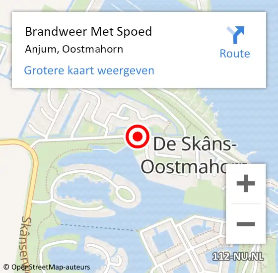 Locatie op kaart van de 112 melding: Brandweer Met Spoed Naar Anjum, Oostmahorn op 19 juli 2019 19:44