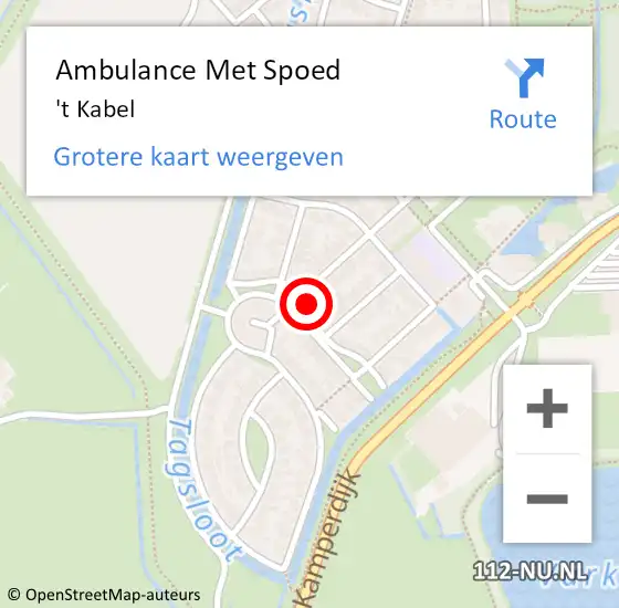 Locatie op kaart van de 112 melding: Ambulance Met Spoed Naar 't Kabel op 19 juli 2019 20:26