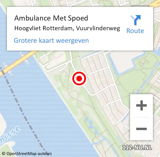 Locatie op kaart van de 112 melding: Ambulance Met Spoed Naar Hoogvliet Rotterdam, Vuurvlinderweg op 19 juli 2019 20:28