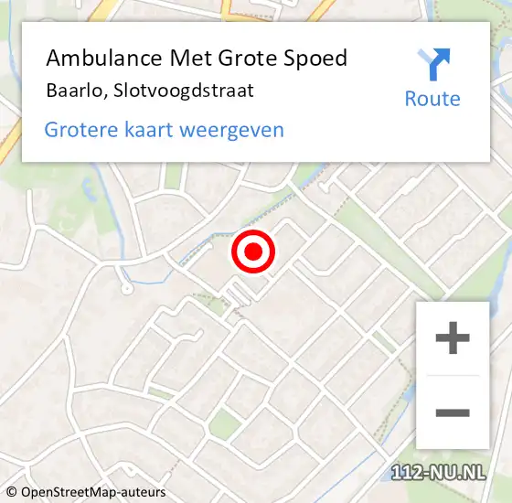 Locatie op kaart van de 112 melding: Ambulance Met Grote Spoed Naar Baarlo, Slotvoogdstraat op 19 juli 2019 20:41