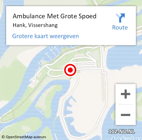 Locatie op kaart van de 112 melding: Ambulance Met Grote Spoed Naar Hank, Vissershang op 19 juli 2019 20:58