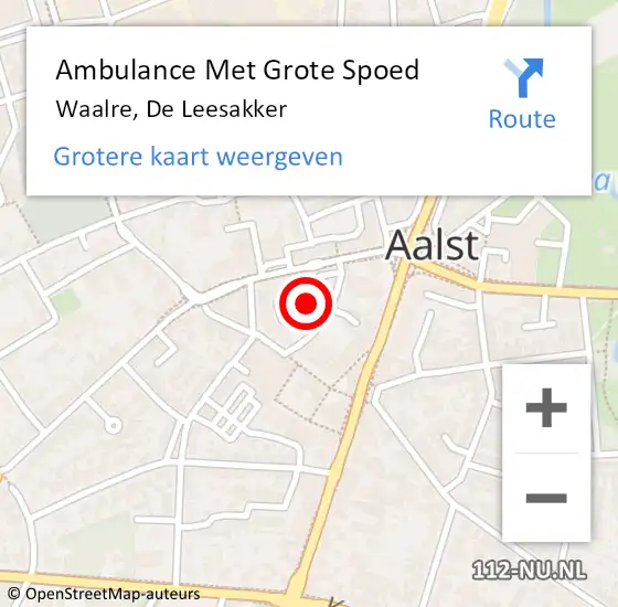 Locatie op kaart van de 112 melding: Ambulance Met Grote Spoed Naar Waalre, De Leesakker op 19 juli 2019 21:41