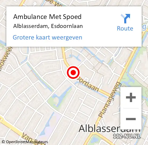 Locatie op kaart van de 112 melding: Ambulance Met Spoed Naar Alblasserdam, Esdoornlaan op 19 juli 2019 21:47