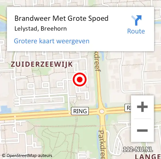 Locatie op kaart van de 112 melding: Brandweer Met Grote Spoed Naar Lelystad, Breehorn op 19 juli 2019 21:52