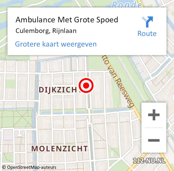 Locatie op kaart van de 112 melding: Ambulance Met Grote Spoed Naar Culemborg, Rijnlaan op 19 juli 2019 21:56