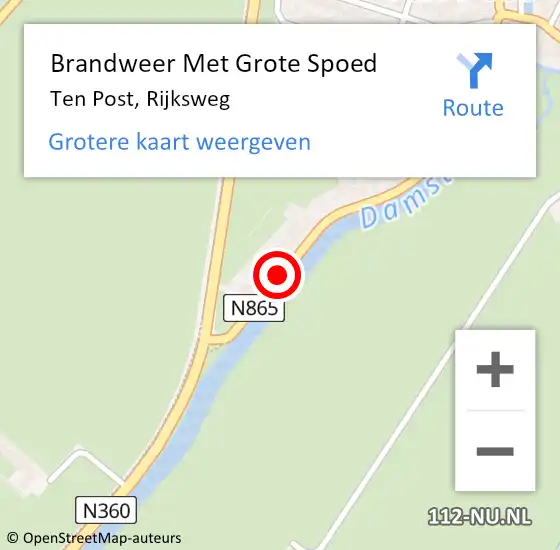 Locatie op kaart van de 112 melding: Brandweer Met Grote Spoed Naar Ten Post, Rijksweg op 19 juli 2019 21:59